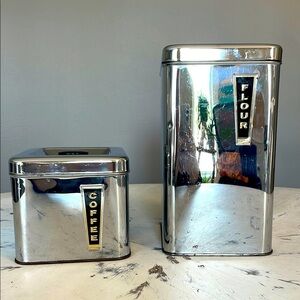 Vintage 1950’s Chrome Eaton’s Canada Flour and Coffee Cannisters